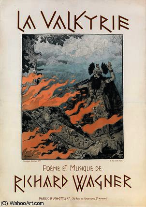 Wikioo.org - The Encyclopedia of Fine Arts - Painting, Artwork by Eugène Samuel Grasset - Cover of the score of 'La Valkyrie'