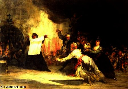 WikiOO.org - Enciklopedija likovnih umjetnosti - Slikarstvo, umjetnička djela Eugenio Lucas Velazquez - A Scene of Exorcism