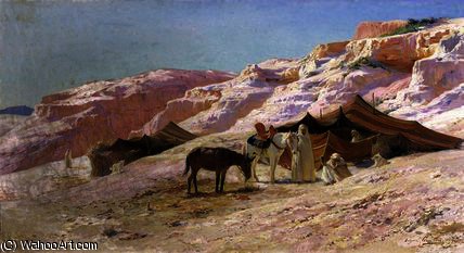 Wikioo.org - The Encyclopedia of Fine Arts - Painting, Artwork by Eugène Alexis Girardet - Bedouin Camp in the Dunes
