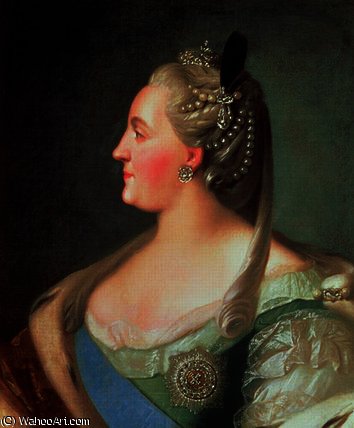 Wikioo.org - Encyklopedia Sztuk Pięknych - Malarstwo, Grafika Fyodor Stepanovich Rokotov - Portrait of Empress Catherine II the Great , after