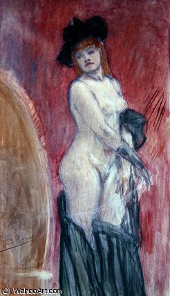 WikiOO.org - Encyclopedia of Fine Arts - Maľba, Artwork Felicien Rops - Coquette in front of a mirror