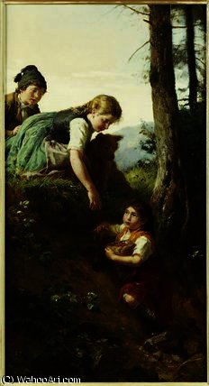 Wikioo.org - The Encyclopedia of Fine Arts - Painting, Artwork by Felix Schlesinger - Children picking Berries