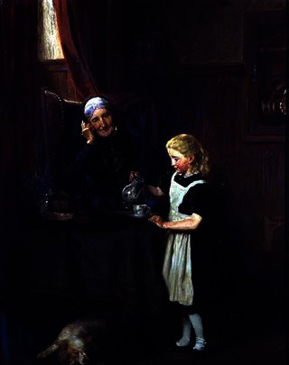 Wikioo.org - Bách khoa toàn thư về mỹ thuật - Vẽ tranh, Tác phẩm nghệ thuật Felix Schlesinger - Tea for Granny