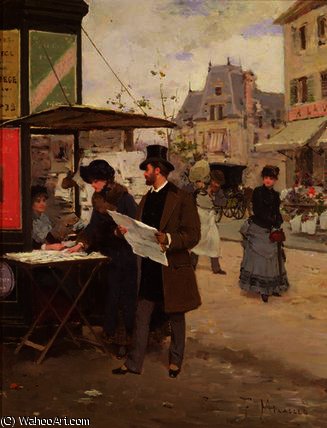 Wikioo.org – L'Encyclopédie des Beaux Arts - Peinture, Oeuvre de Francisco Miralles Galup - une parisien  rue  Scène