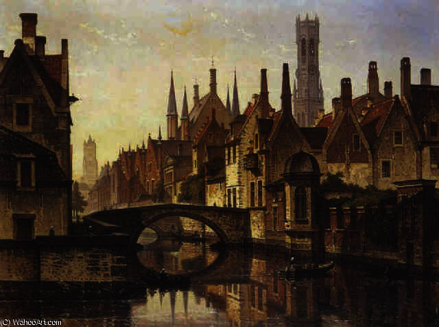 Wikioo.org - The Encyclopedia of Fine Arts - Painting, Artwork by François Stroobant - Vue de Bruges