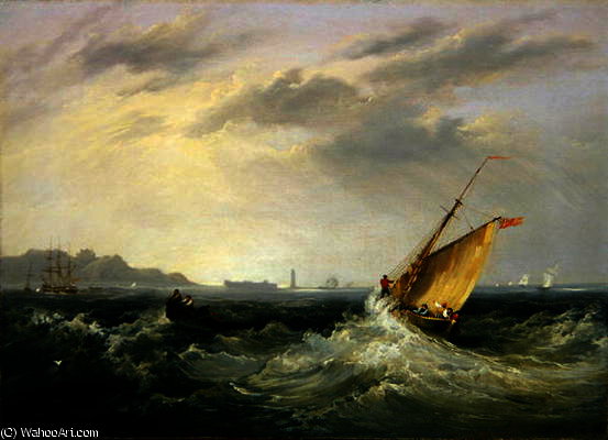 Wikioo.org - The Encyclopedia of Fine Arts - Painting, Artwork by Frederick Calvert - Cheshire at the Mouth of the River Mersey, (oil on canvas) - (257064))