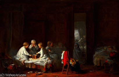 WikiOO.org - دایره المعارف هنرهای زیبا - نقاشی، آثار هنری Frederick Daniel Hardy - A midnight feast