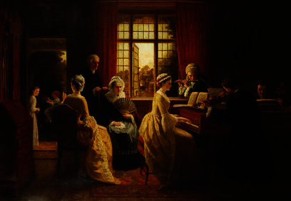 WikiOO.org - Encyclopedia of Fine Arts - Schilderen, Artwork Frederick Daniel Hardy - Music at the Parsonage