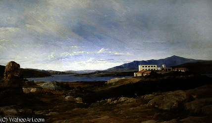 Wikioo.org - The Encyclopedia of Fine Arts - Painting, Artwork by Frederick Richard Lee - A view of Garibaldi's villa at Caprera