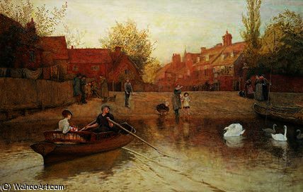 Wikioo.org - The Encyclopedia of Fine Arts - Painting, Artwork by Frederick Walker - Marlow ferry