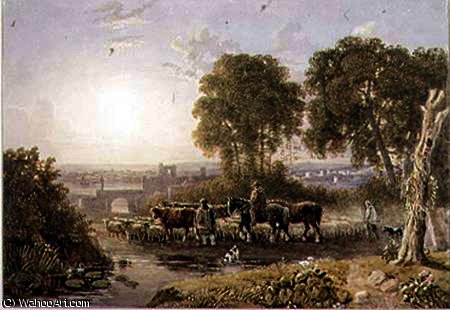 Wikioo.org - สารานุกรมวิจิตรศิลป์ - จิตรกรรม George Barret The Elder - Landscape with DroversLandscape with Drovers