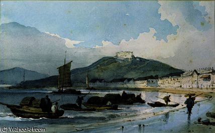 WikiOO.org - Encyclopedia of Fine Arts - Festés, Grafika George Chinnery - View of Macao, China