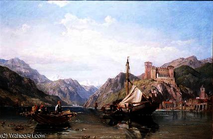 Wikioo.org - The Encyclopedia of Fine Arts - Painting, Artwork by George Clarkson Stanfield - Angera on Lake Maggiore