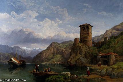 Wikioo.org - The Encyclopedia of Fine Arts - Painting, Artwork by George Clarkson Stanfield - Landscape in Northern Italy