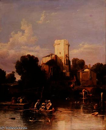 WikiOO.org - 百科事典 - 絵画、アートワーク George Clarkson Stanfield - 上の ライン川  近い  ケルン