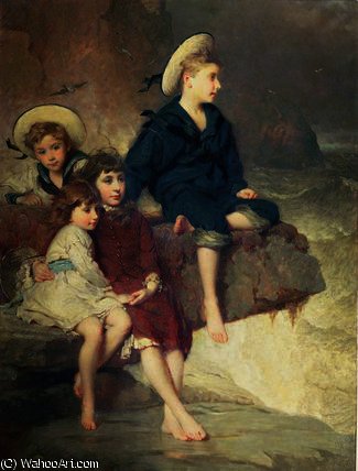 Wikoo.org - موسوعة الفنون الجميلة - اللوحة، العمل الفني George Elgar Hicks - The Children of Sir Hussey Vivian