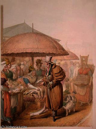 Wikioo.org - The Encyclopedia of Fine Arts - Painting, Artwork by George Emmanuel Opitz - The Markets at Les Halles,