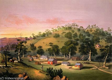 Wikioo.org - The Encyclopedia of Fine Arts - Painting, Artwork by George French Angas - Evening at Angaston