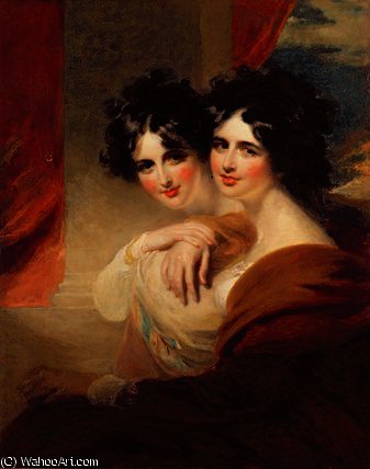 Wikioo.org – L'Enciclopedia delle Belle Arti - Pittura, Opere di George Henry Harlow - Complimenti -   Ritratti  di  due  signore
