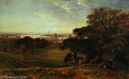 Wikioo.org - สารานุกรมวิจิตรศิลป์ - จิตรกรรม George Vicat Cole - View of the Thames at Greenwich