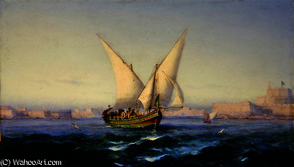 Wikioo.org - The Encyclopedia of Fine Arts - Painting, Artwork by Girolamo Gianni - Off valetta harbour