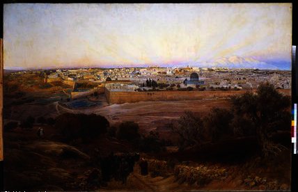Wikioo.org - The Encyclopedia of Fine Arts - Painting, Artwork by Gustav Bauernfeind - Jerusalem from the Mount of Olives