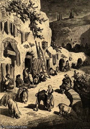 WikiOO.org - Enciclopédia das Belas Artes - Pintura, Arte por Paul Gustave Doré - Gypsy caves, sacro monte, granada, spain