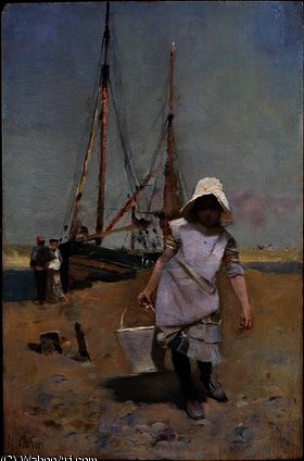 Wikioo.org - Encyklopedia Sztuk Pięknych - Malarstwo, Grafika Hector Caffieri - A breton fisher girl