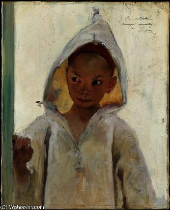 Wikoo.org - موسوعة الفنون الجميلة - اللوحة، العمل الفني Henri Jules Jean Geoffroy Dit Geo - Portrait of a Young Boy wearing a Burnous