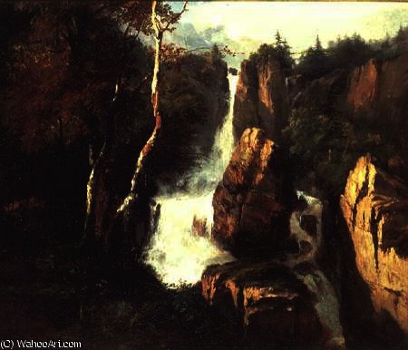 Wikoo.org - موسوعة الفنون الجميلة - اللوحة، العمل الفني Henry Bright - An alpine waterfall