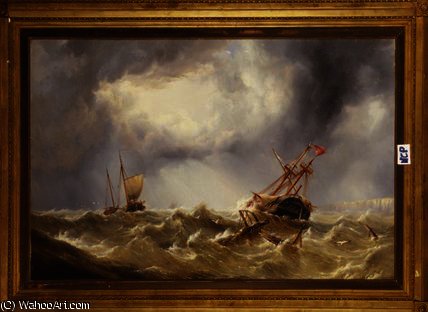 WikiOO.org - Encyclopedia of Fine Arts - Lukisan, Artwork Henry Redmore - Dismasted in a Storm off the Kent Coast