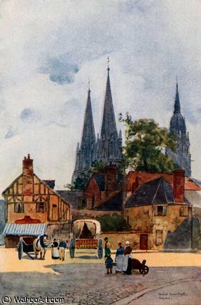 Wikioo.org - The Encyclopedia of Fine Arts - Painting, Artwork by Herbert Menzies Marshall - A street corner, bayeux