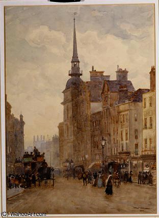 WikiOO.org - Encyclopedia of Fine Arts - Lukisan, Artwork Herbert Menzies Marshall - Looking down Ludgate Hill