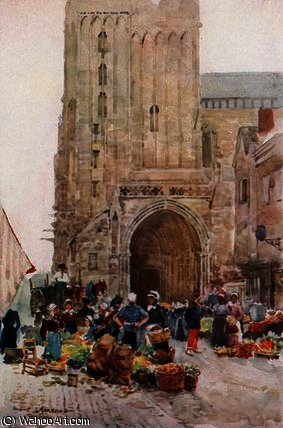Wikioo.org - The Encyclopedia of Fine Arts - Painting, Artwork by Herbert Menzies Marshall - The South Porch of the Cathedral, Contances
