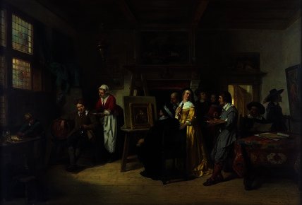 Wikioo.org - The Encyclopedia of Fine Arts - Painting, Artwork by Herman Frederik Carel Ten Kate - Rembrandt visiting the studio of Gabriel Metsu