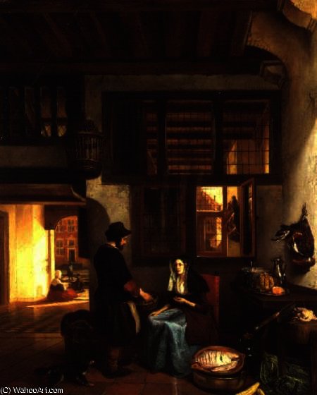 WikiOO.org - Encyclopedia of Fine Arts - Maalaus, taideteos Hubertus Van Hove - A Dutch interior