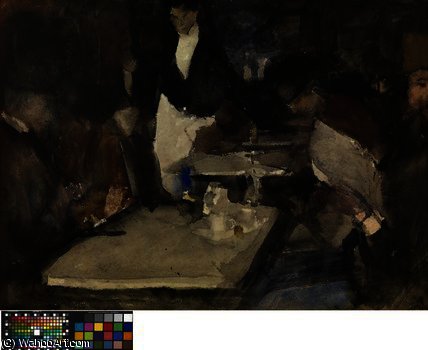 WikiOO.org - Encyclopedia of Fine Arts - Maleri, Artwork Isaac Lazarus Israels - Restaurant 'Mille Colonnes