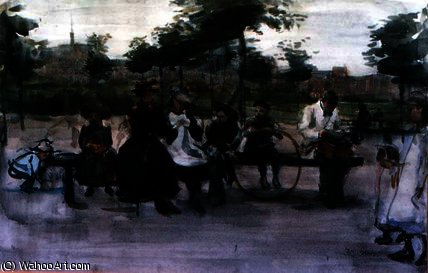 WikiOO.org - 百科事典 - 絵画、アートワーク Isaac Lazarus Israels - 公園のベンチ
