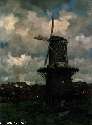 WikiOO.org - Εγκυκλοπαίδεια Καλών Τεχνών - Ζωγραφική, έργα τέχνης Jacob Henricus Maris - The windmill