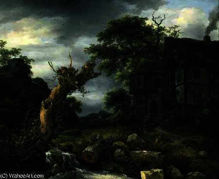 WikiOO.org - Güzel Sanatlar Ansiklopedisi - Resim, Resimler Jacob Isaakszoon Van Ruisdael (Ruysdael) - Landscape with a Farmhouse