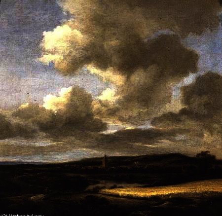 Wikioo.org – L'Enciclopedia delle Belle Arti - Pittura, Opere di Jacob Isaakszoon Van Ruisdael (Ruysdael) - paesaggio con Campo di mais