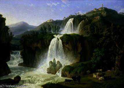 Wikioo.org - The Encyclopedia of Fine Arts - Painting, Artwork by Jacob Philippe Hackert - The Waterfall at Tivoli