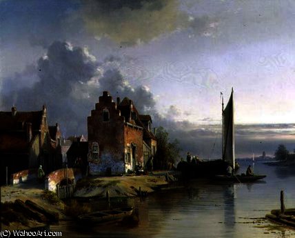 Wikioo.org - The Encyclopedia of Fine Arts - Painting, Artwork by Jacques François Carabain - Belgian riverside