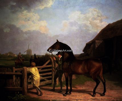 Wikioo.org - The Encyclopedia of Fine Arts - Painting, Artwork by Jacques Laurent Agasse - 'Bay Ascham', a stallion led through