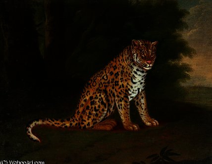WikiOO.org - Енциклопедия за изящни изкуства - Живопис, Произведения на изкуството Jacques Laurent Agasse - A Leopard in a landscape