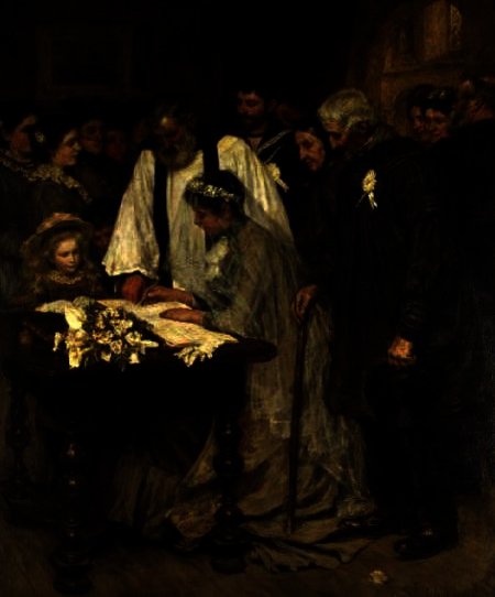 WikiOO.org - Енциклопедія образотворчого мистецтва - Живопис, Картини
 James Charles - Signing the Marriage Register