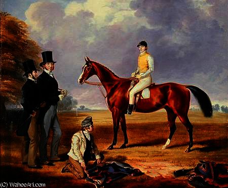 Wikioo.org - The Encyclopedia of Fine Arts - Painting, Artwork by James Flewitt Mullock - Dr. Fothergill Rowlands of Nantyglo on Tom Llewelyn Brewer's Horse
