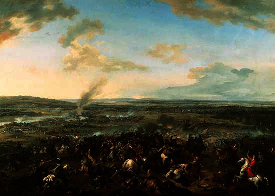 Wikoo.org - موسوعة الفنون الجميلة - اللوحة، العمل الفني Jan Von Huchtenburgh - The battle at Hochstädt on - (13-8-1704)