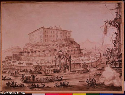 WikiOO.org - Enciklopedija dailės - Tapyba, meno kuriniai Jean Baptiste Debret - The Disembarking of Princess Leopoldine,