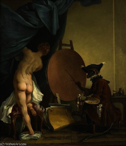 WikiOO.org - Encyclopedia of Fine Arts - Målning, konstverk Jean Baptiste Deshays - The monkey painter
